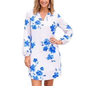 Gibson x Living in Yellow Holly Split Neck Long Sleeve Shirtdress XS